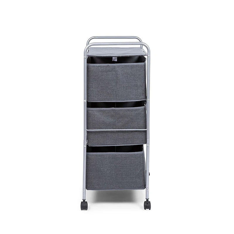 KSP Rollstor '3-Drawer' Fabric Storage Cart (Dark Grey) 55x35.5x89 cm