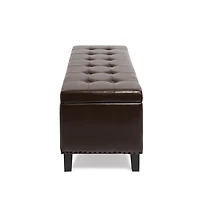 KSP Whitney Leatherette Storage Bench (Brown)