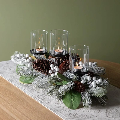 KSP Christmas Greens 'Candle Bough with Berries' (White/Green)