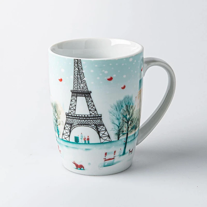 KSP Christmas Decal 'Paris' Porcelain Mug - Set of 4