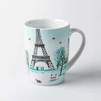 KSP Christmas Decal 'Paris' Porcelain Mug - Set of 4