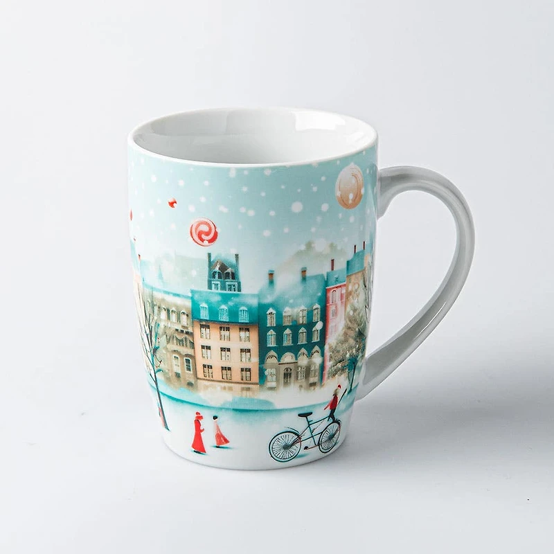 KSP Christmas Decal 'Paris' Porcelain Mug - Set of 4
