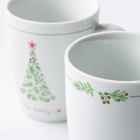 KSP Christmas Decal 'Yuletide' Porcelain Mug - Set of 4