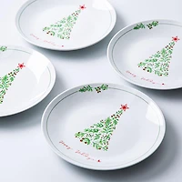 KSP Christmas Decal 'Yuletide' Porcelain Side Plate - Set of 4