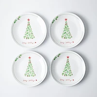 KSP Christmas Decal 'Yuletide' Porcelain Side Plate - Set of 4