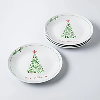 KSP Christmas Decal 'Yuletide' Porcelain Side Plate - Set of 4