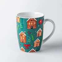 KSP Christmas Decal 'Delight' Porcelain Mug - Set of 4