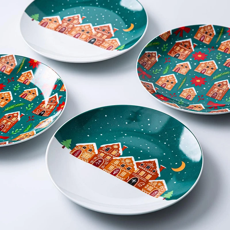 KSP Christmas Decal 'Delight' Porcelain Side Plate - Set of 4