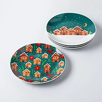 KSP Christmas Decal 'Delight' Porcelain Side Plate - Set of 4