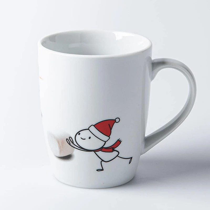 KSP Christmas Decal 'Simon' Porcelain Mug - Set of 4