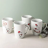 KSP Christmas Decal 'Simon' Porcelain Mug - Set of 4