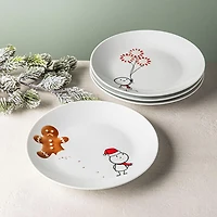 KSP Christmas Decal 'Simon' Porcelain Side Plate - Set of 4