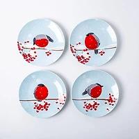 KSP Christmas Decal 'Snowberry Songbirds' Porcelain Side Plate - Set/4