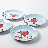 KSP Christmas Decal 'Snowberry Songbirds' Porcelain Side Plate - Set/4
