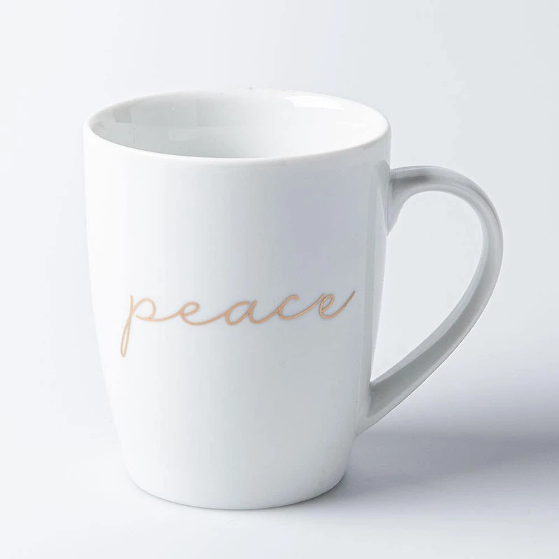 KSP Christmas Decal 'Peace' Porcelain Mug - Set of 4