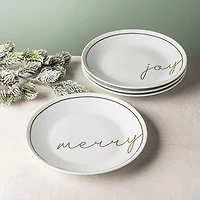 KSP Christmas Decal 'Peace' Porcelain Side Plate - Set of 4