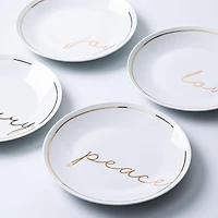 KSP Christmas Decal 'Peace' Porcelain Side Plate - Set of 4
