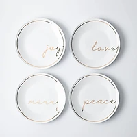 KSP Christmas Decal 'Peace' Porcelain Side Plate - Set of 4