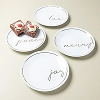KSP Christmas Decal 'Peace' Porcelain Side Plate - Set of 4