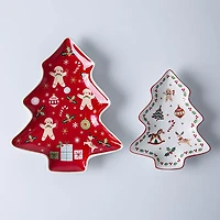 KSP Christmas Tradition 'Christmas Tree' Ceramic Platter - Set of 2