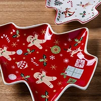 KSP Christmas Tradition 'Christmas Tree' Ceramic Platter - Set of 2