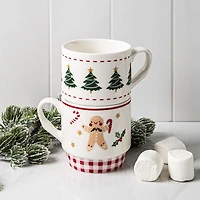 KSP Christmas Tradition 'Gingerbread & Tree' Ceramic Mug - Set of 2
