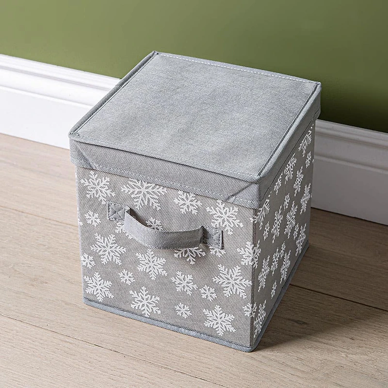 KSP Christmas Soft Storage 'Snowflakes' Fabric Box with Lid