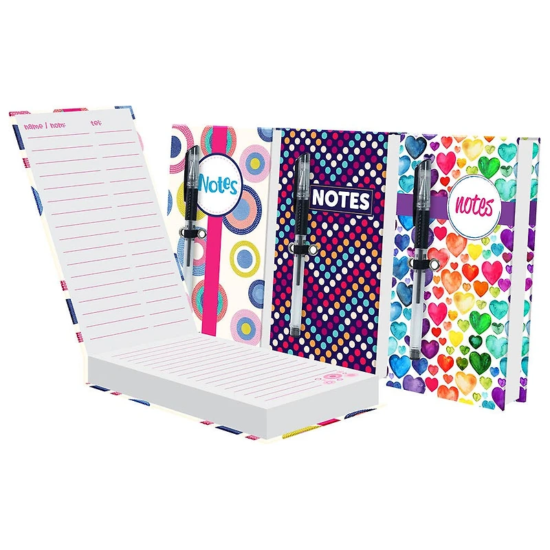 Peach Memo 'Circles/Chevron Dots/Hearts' Notepad with Pen (Asstd.)