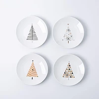 KSP Christmas Cheer 'Festive Forest' Porcelain Cocktail Plate - Set/4