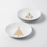 KSP Christmas Cheer 'Festive Forest' Porcelain Cocktail Plate - Set/4