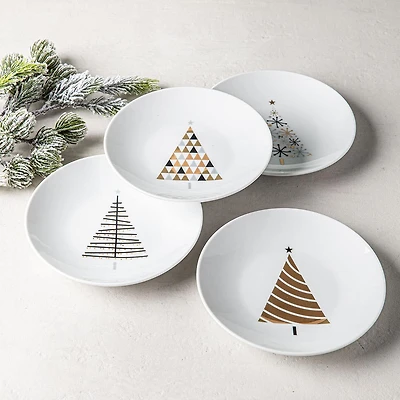 KSP Christmas Cheer 'Festive Forest' Porcelain Cocktail Plate - Set/4