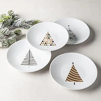 KSP Christmas Cheer 'Festive Forest' Porcelain Cocktail Plate - Set/4