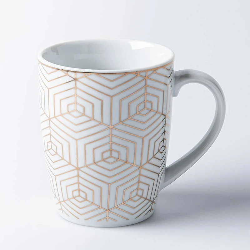 KSP Decal 'Geometric' Porcelain Mug - Set of 4 (Multicolour)