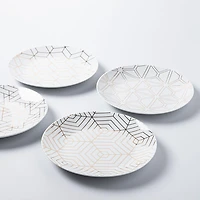 KSP Decal 'Geometric' Porcelain Side Plate - Set of 4