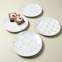 KSP Decal 'Geometric' Porcelain Side Plate - Set of 4
