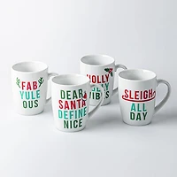 KSP Christmas Decal 'Holiday Humour' Porcelain Mug - Set of 4