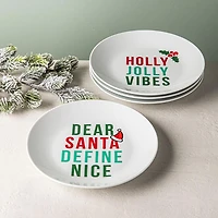KSP Christmas Decal 'Holiday Humour' Porcelain Side Plate - Set of 4