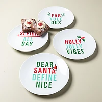 KSP Christmas Decal 'Holiday Humour' Porcelain Side Plate - Set of 4