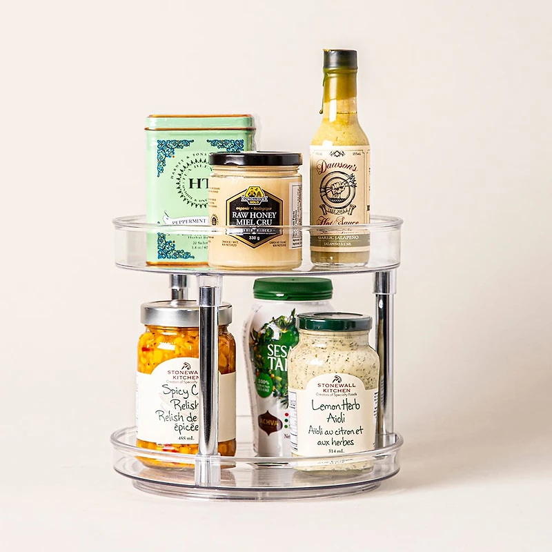 iDesign Linus Pantry Organizer 2-Tier Cabinet Turntable 9" dia x 8" H