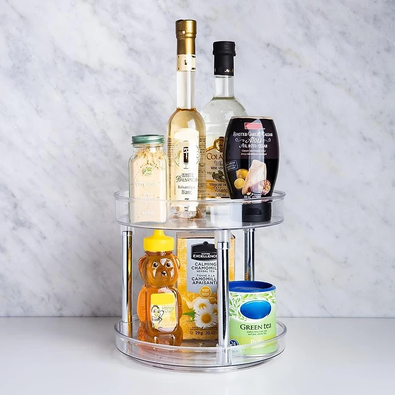 iDesign Linus Pantry Organizer 2-Tier Cabinet Turntable 9" dia x 8" H