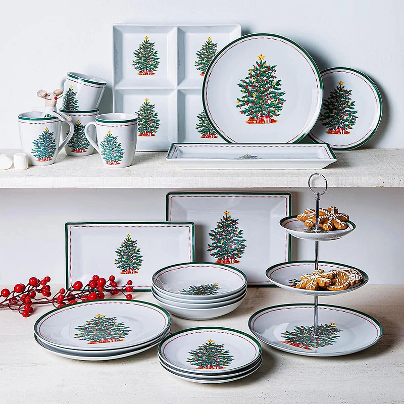 KSP Christmas Noel 'Evergreen' Porcelain Buffet Stand 3-Tier