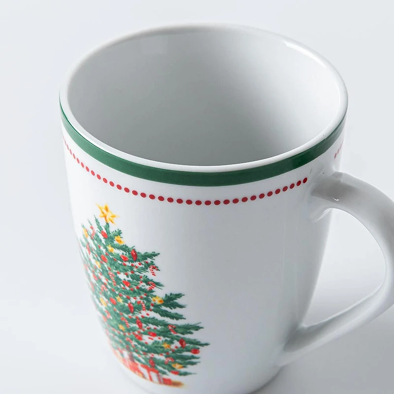 KSP Christmas Noel 'Evergreen' Porcelain Mug 320ml - Set of 4