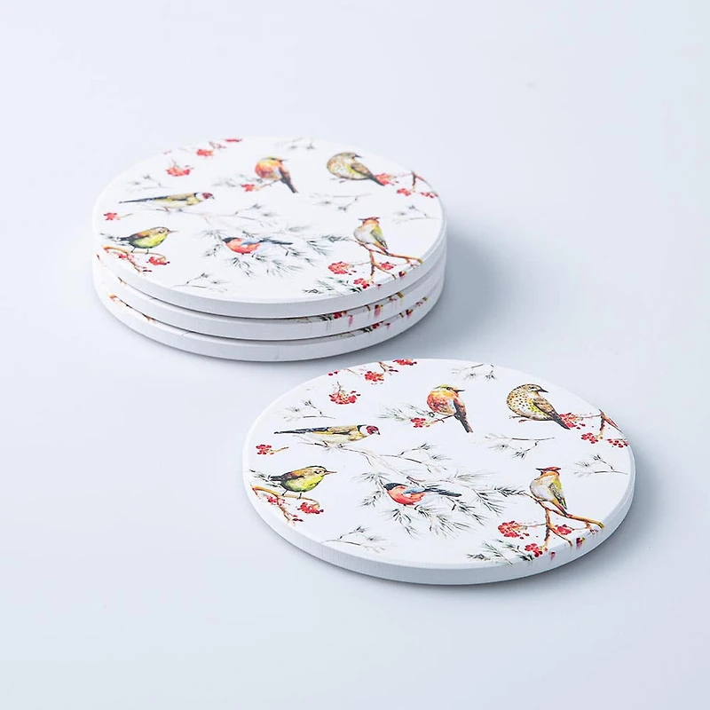 KSP Ceramica 'Oiseaux' Printed Ceramic Coaster - Set/4