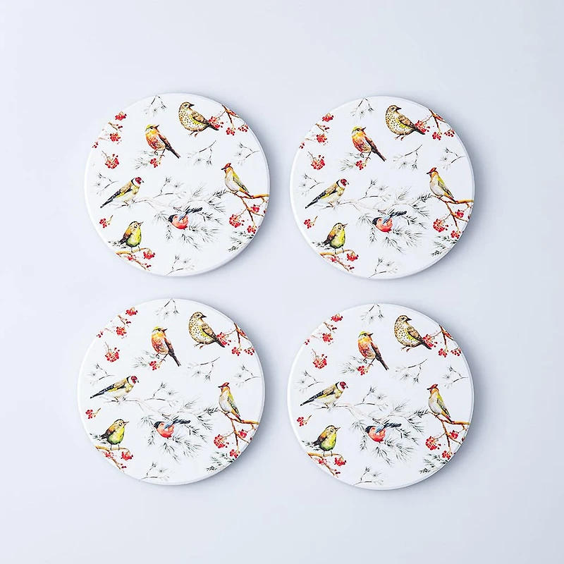 KSP Ceramica 'Oiseaux' Printed Ceramic Coaster - Set/4