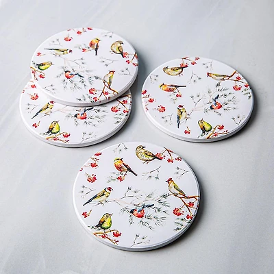 KSP Ceramica 'Oiseaux' Printed Ceramic Coaster - Set/4