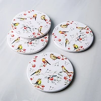 KSP Ceramica 'Oiseaux' Printed Ceramic Coaster - Set/4
