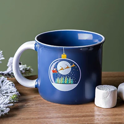 KSP Christmas Camper Mug 'Ornament' Ceramic Mug (Blue/White)