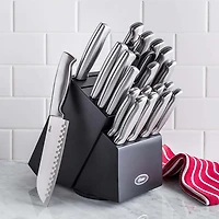 Oster Baldwyn Wood Knife Block with Knives - Set of 22