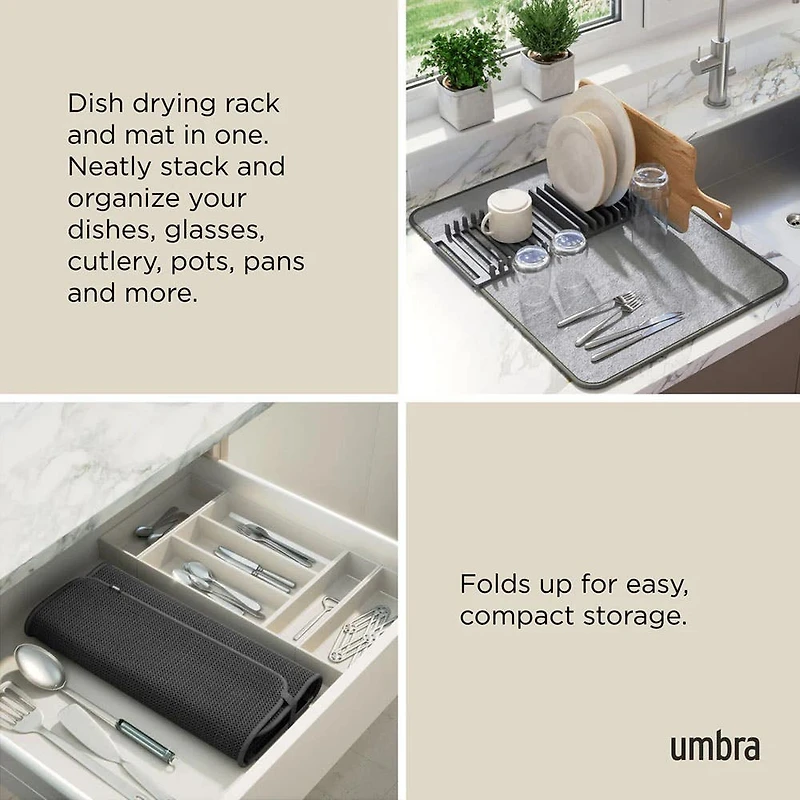 Umbra Udry Microfibre Drying Mat with Rack - Charcoal (24x18")