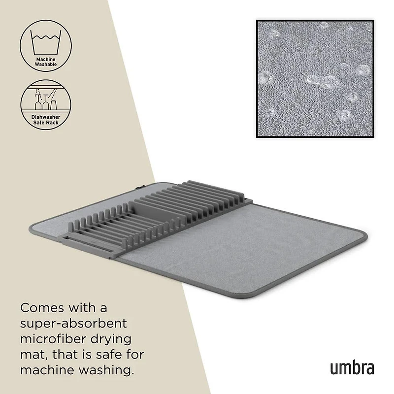 Umbra Udry Microfibre Drying Mat with Rack - Charcoal (24x18")